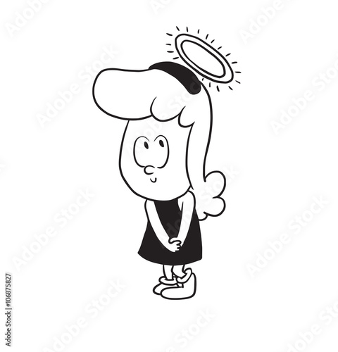 Vector Cartoon Image Of A Cute Little Girl Little Girl With Wavy
