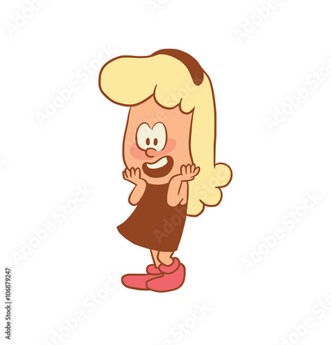 Vector Color Cartoon Image Of A Cute Little Girl Little Girl With
