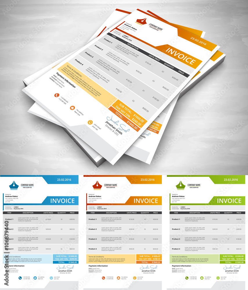 Invoice.File contains text editable AI, EPS10,JPEG and free font link ...