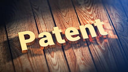 Wall Mural - Word Patent on wood planks