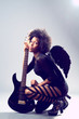 © alinaalis13 - black girl, black angel with electric guitar