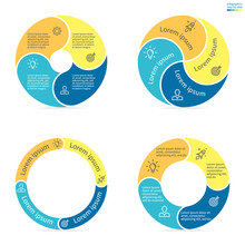 Circular Infographics With Rounded Colored Sections. 