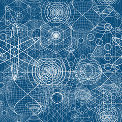 Wall Mural - Sacred geometry symbols and elements wallpaper seamless pattern