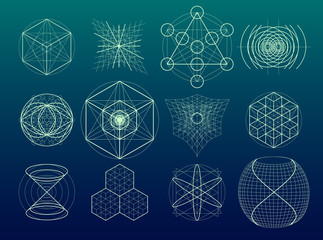 Wall Mural - sacred geometry symbols and elements set.