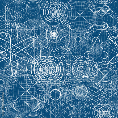 Tapeta ścienna Symbole świętej geometrii i elementy tapeta wzór