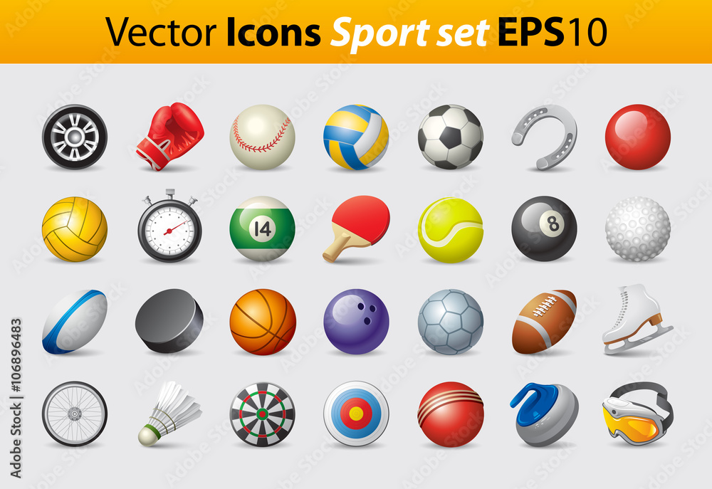 Vector Icons Sport Set - obrazy, fototapety, plakaty 