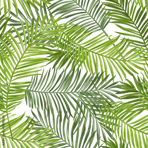 Fototapeta na wymiar Seamless Pattern. Tropical Palm Leaves Background. Vector Background