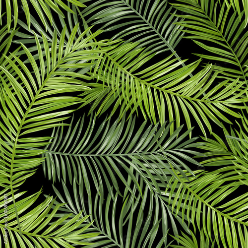 Nowoczesny obraz na płótnie Seamless Pattern. Tropical Palm Leaves Background. Vector Background