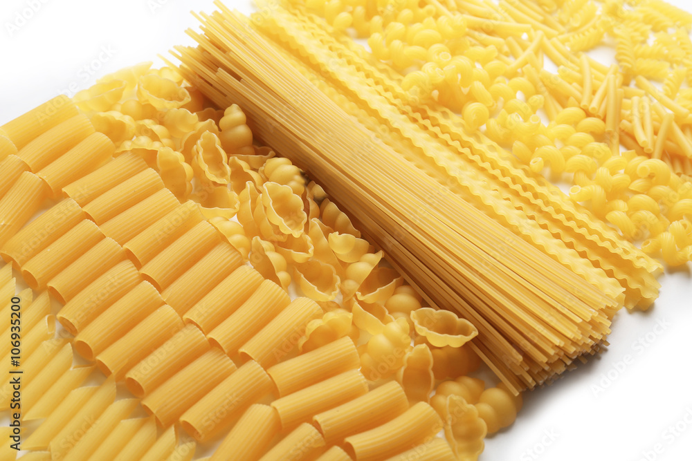 Collection of Italian pasta, close up