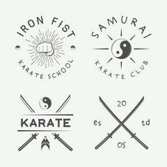 Canvas Print - Set of vintage karate or martial arts logo, emblem, badge, label