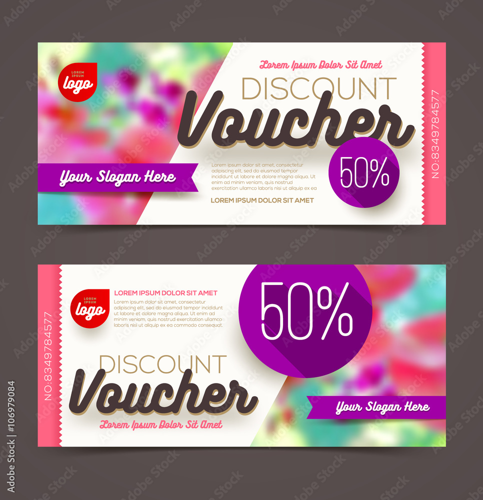 Discount voucher template - multicolor bright design, Vector ...