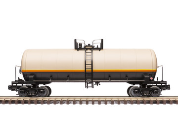 Railroad Tank Car On Train Track