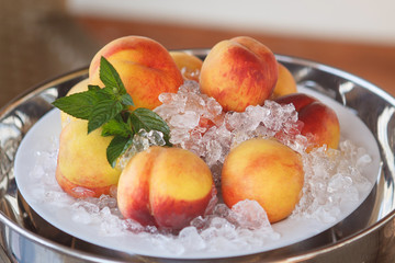 peaches on a plate