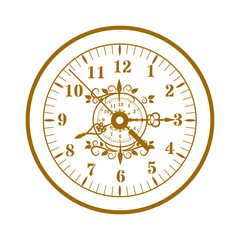 Watch face antique clock vector illustration. 