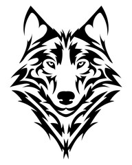 beautiful wolf tattoo.vector wolf's head as a design element on isolated background