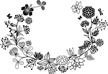 Wall Mural - Wreath of plants and flowers