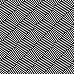 Wall Mural - Vector seamless texture. Geometric abstract background. Monochrome repeating pattern of intertwining strands.