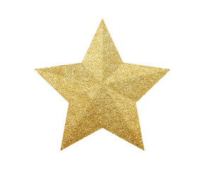 golden christmas star isolated on white background