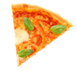 Poster - Margherita pizza slice, isolated on white