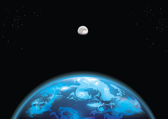 earth and moon in space