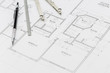 © Andy Dean - Engineer Pencil, Ruler and Compass Resting on House Plans