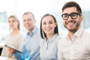 Cheerful colleagues  smiling