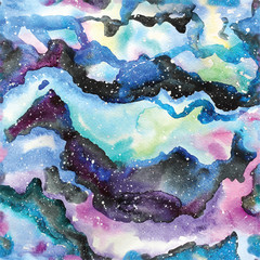Wall Mural - watercolor galaxy illustration. seamless pattern.