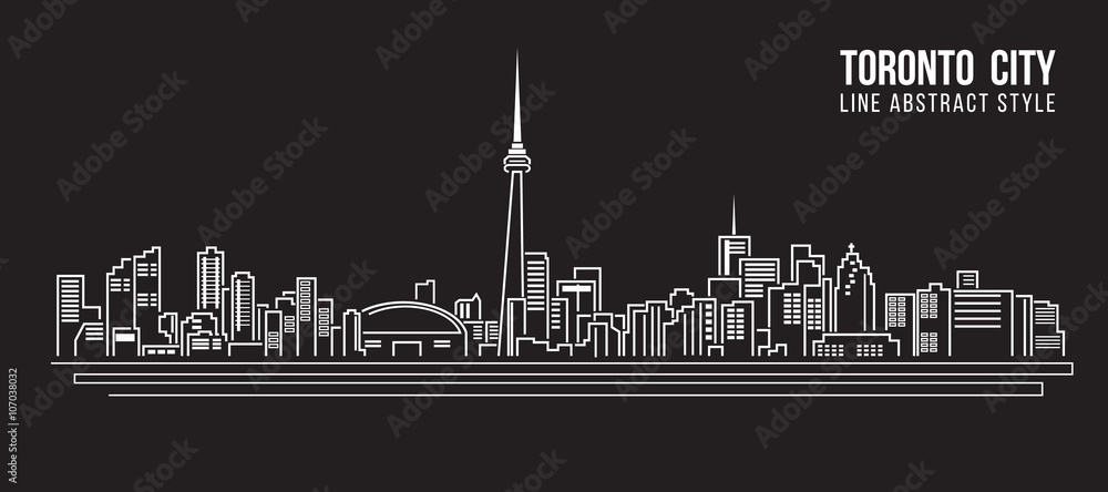 Cityscape Building Line art Vector Illustration design - Toronto city - obrazy, fototapety, plakaty 