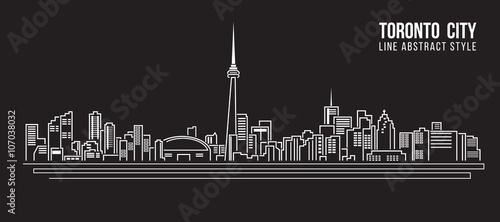 Cityscape Building Line art Vector Illustration design - Toronto city Canvas Print