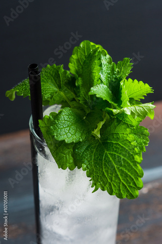 Fotografia, Obraz Mint julep in glass on the dark wooden background