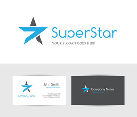 Wall Mural - blue star logo and business card design template