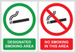 No smoking and smoking area labels