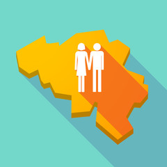 Poster - Long shadow map of Belgium with a heterosexual couple pictogram