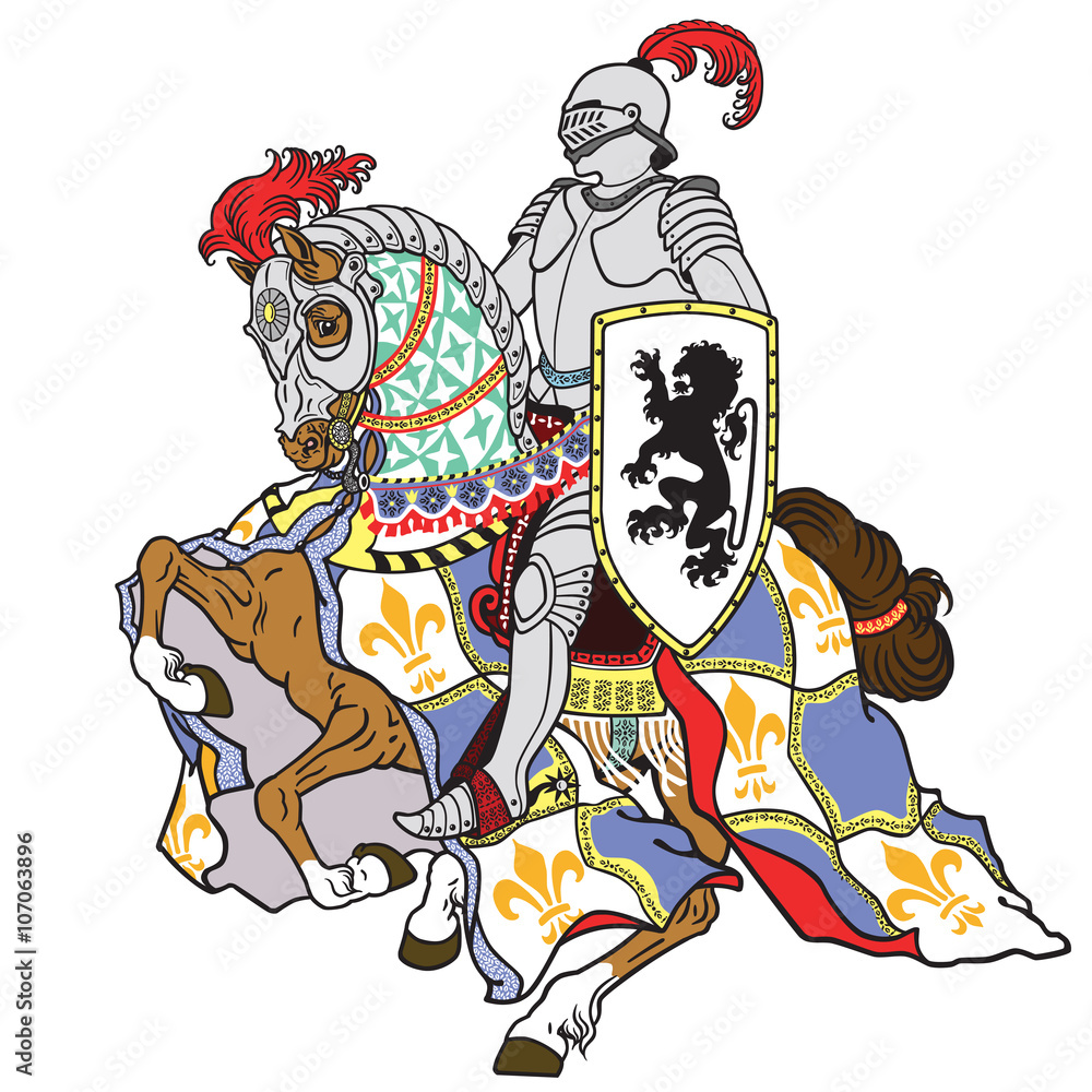 knight riding armored horse in gallop Stock Vector | Adobe Stock