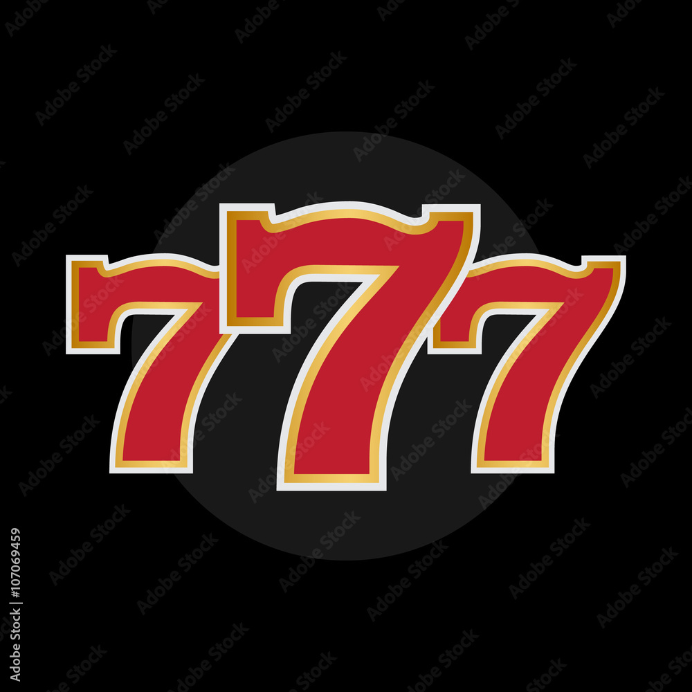 Lucky seven logo with gold sparks on black background