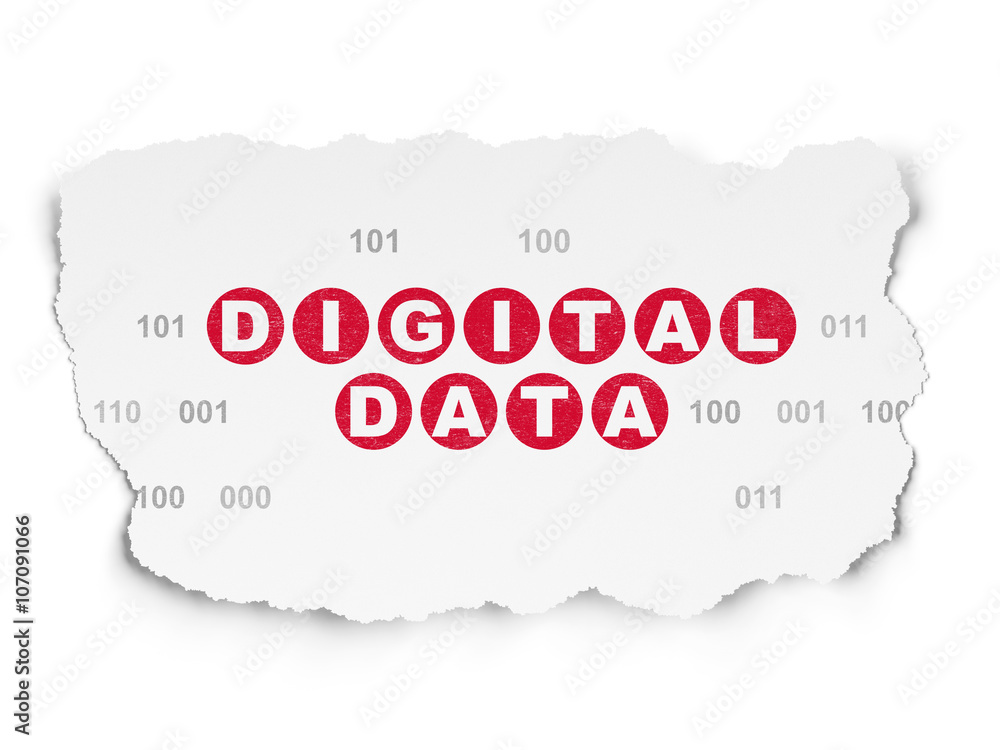 Data concept: Digital Data on Torn Paper background