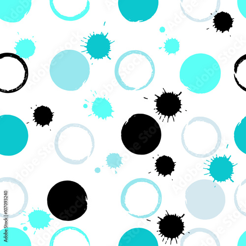 Obraz w ramie Cute vector seamless pattern . Brush strokes, circles. Endless texture can be used for printing onto fabric or paper