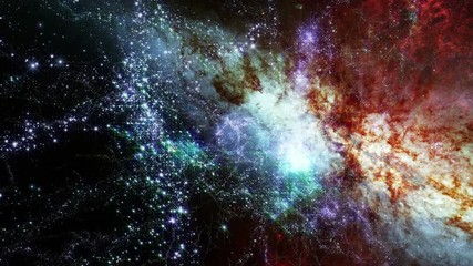 space 2089: flying through star fields and galaxies in deep space (loop).