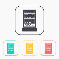 server cabinet vector color icon set