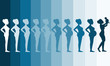 Changes in a woman's body in pregnancy,Silhouette pregnancy stages, Vector illustrations