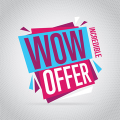 Wall Mural - sale badge, vector in flat design style. colorful abstract promo badge or label. wow offer.
