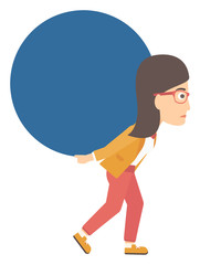 Sticker - Woman carrying big ball.