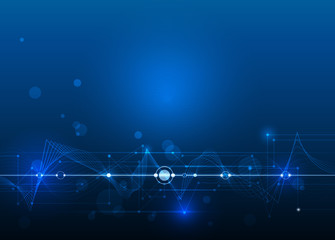 Vector Abstract futuristic circuit board and mesh line, Illustration high computer and Communication technology on blue color background. High tech digital technology,global social media concept