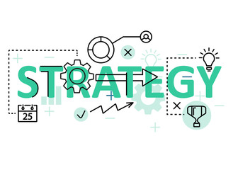 Wall Mural - strategy concept flat line design with icons and elements. modern strategy concept vectors collectio