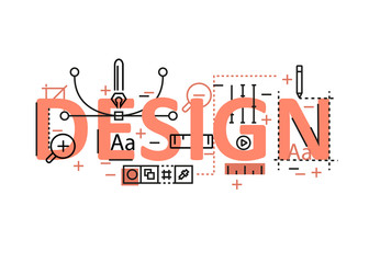 Wall Mural - Design concept flat line design with icons and elements. Modern design concept vectors collection. Thin line flat design banners for website and mobile website, easy to use and highly customizable