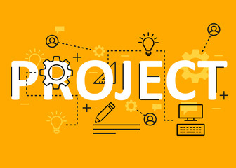 Wall Mural - project concept flat line design with icons and elements. modern project concept vectors collection.