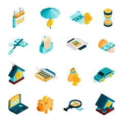 Canvas Print - Tax Isometric Icons Set 