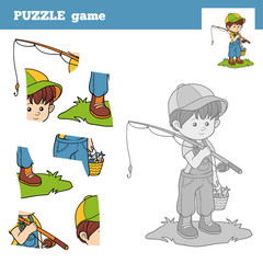 Wall Mural - Puzzle Game for children with the boy fisher