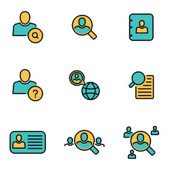 Wall Mural - trendy flat line icon pack for designers and developers. vector line people search icon set, people 