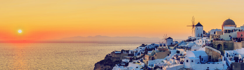 Wall Mural - Santorini, Greece - Oia at sunset, panorama